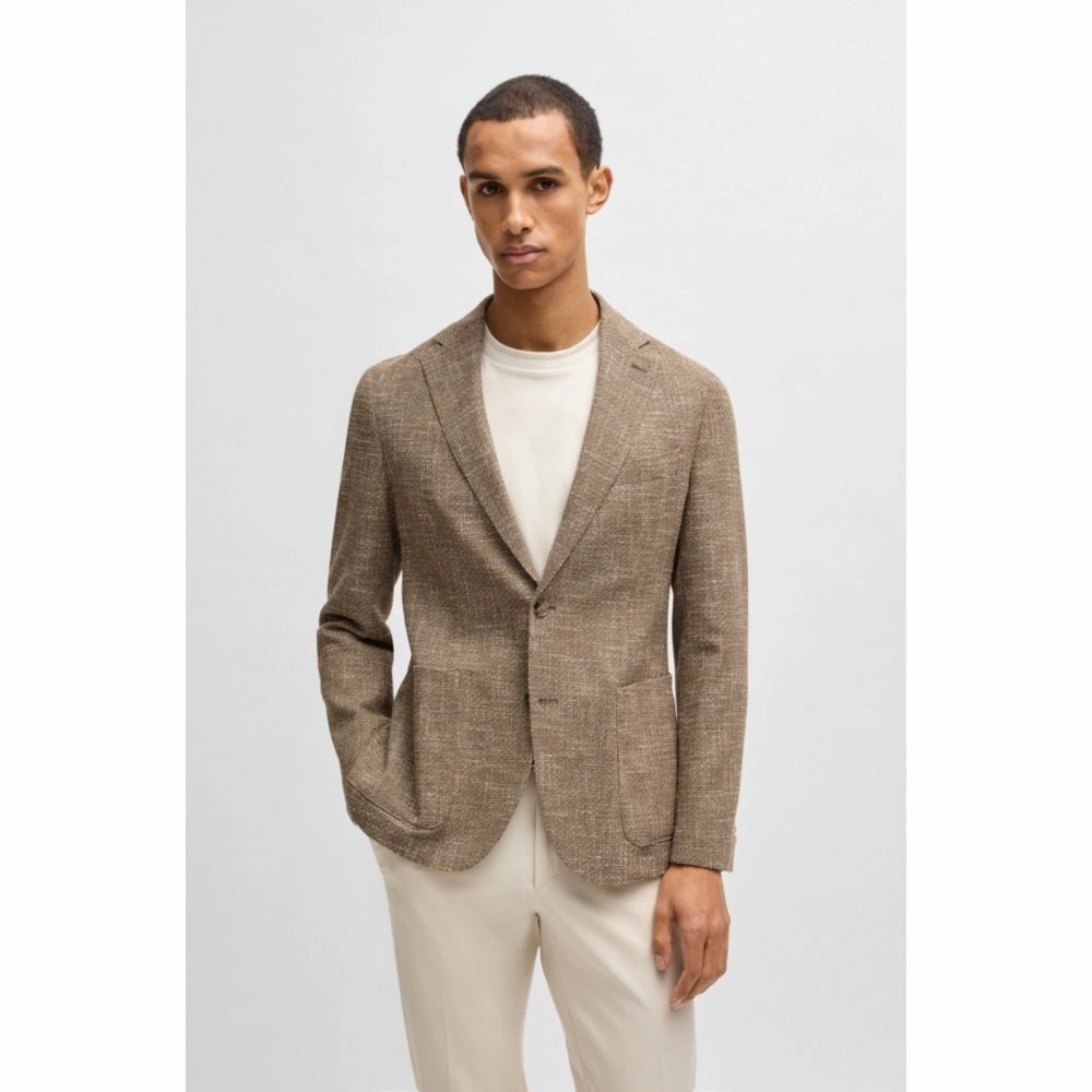 Slim-fit blazer in micro-patterned stretch tweed