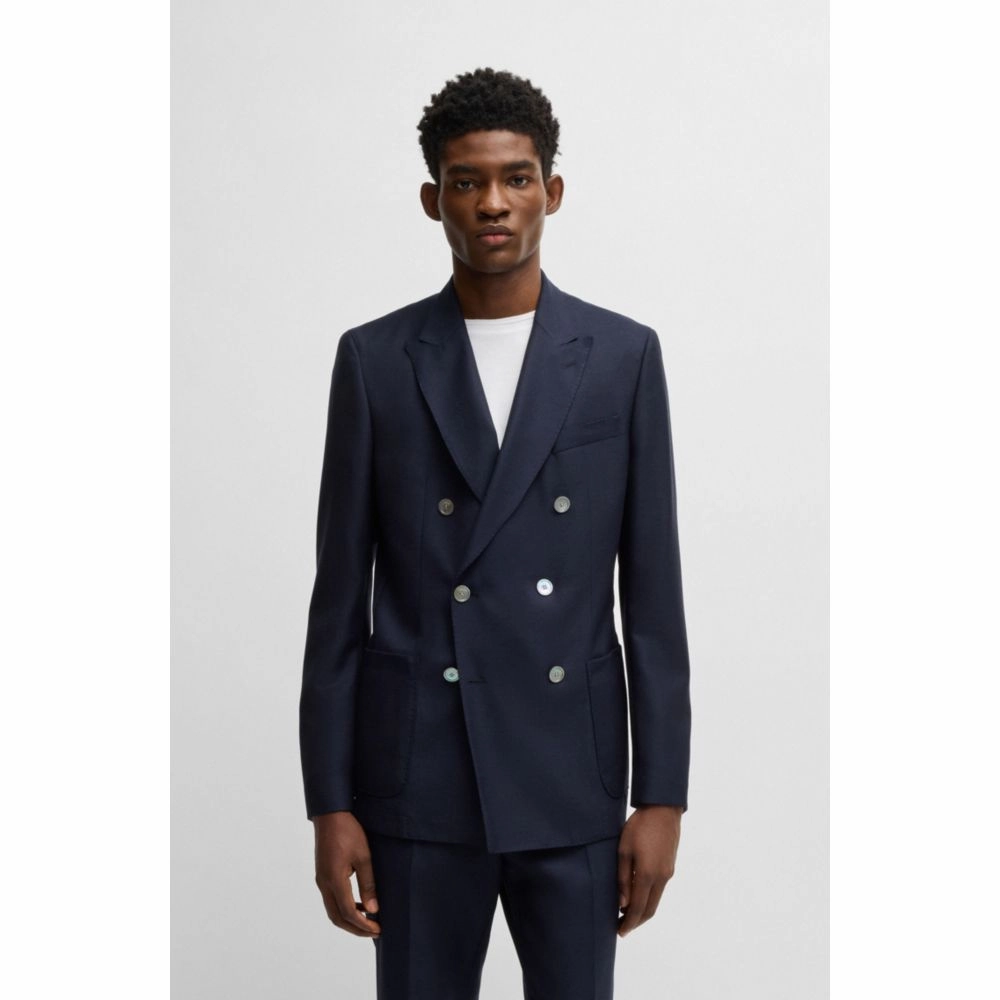 Slim-fit blazer in patterned virgin wool