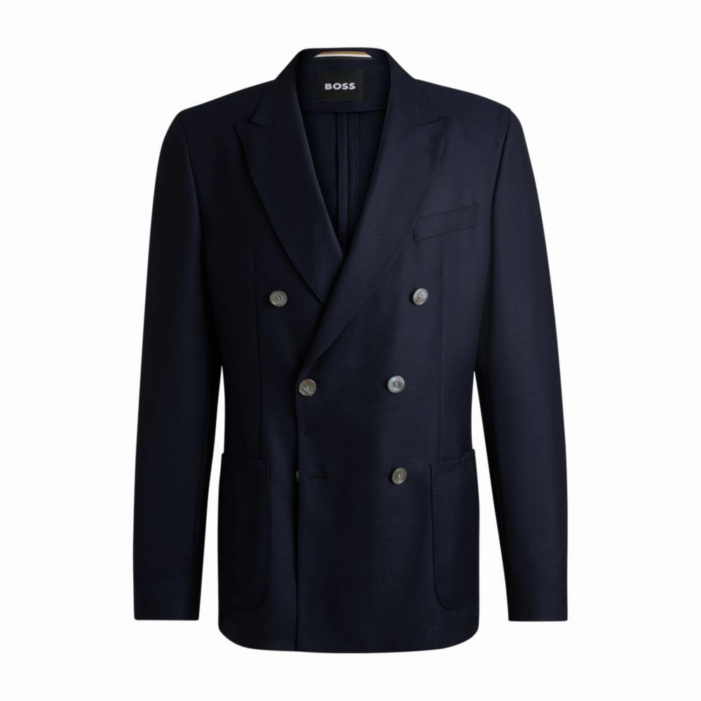 Slim-fit blazer in patterned virgin wool