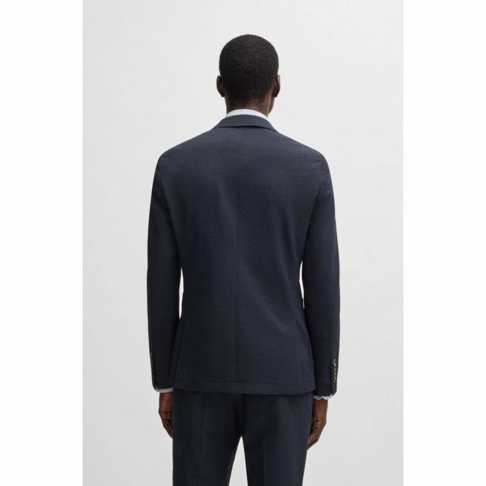Slim-fit blazer in wool seersucker with silk