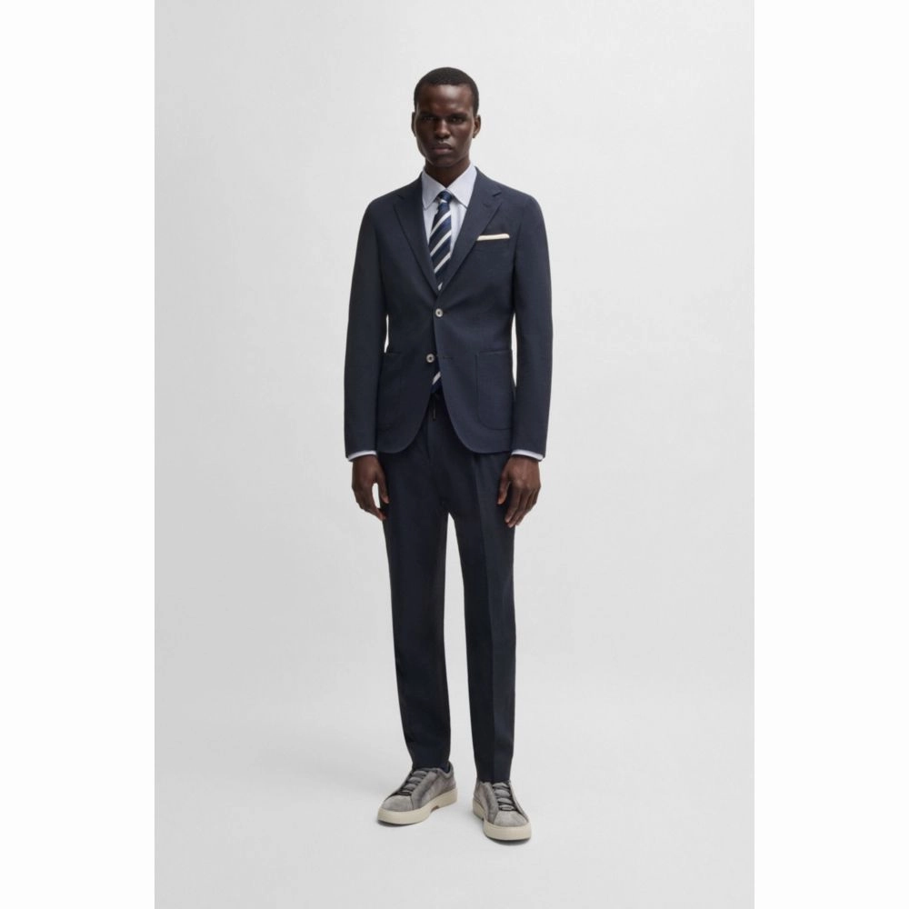 Slim-fit blazer in wool seersucker with silk