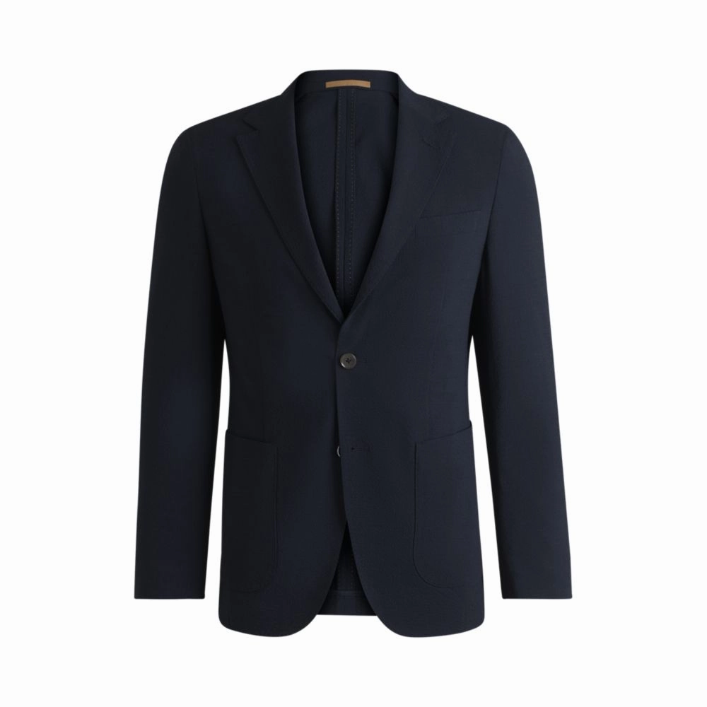 Slim-fit blazer in wool seersucker with silk