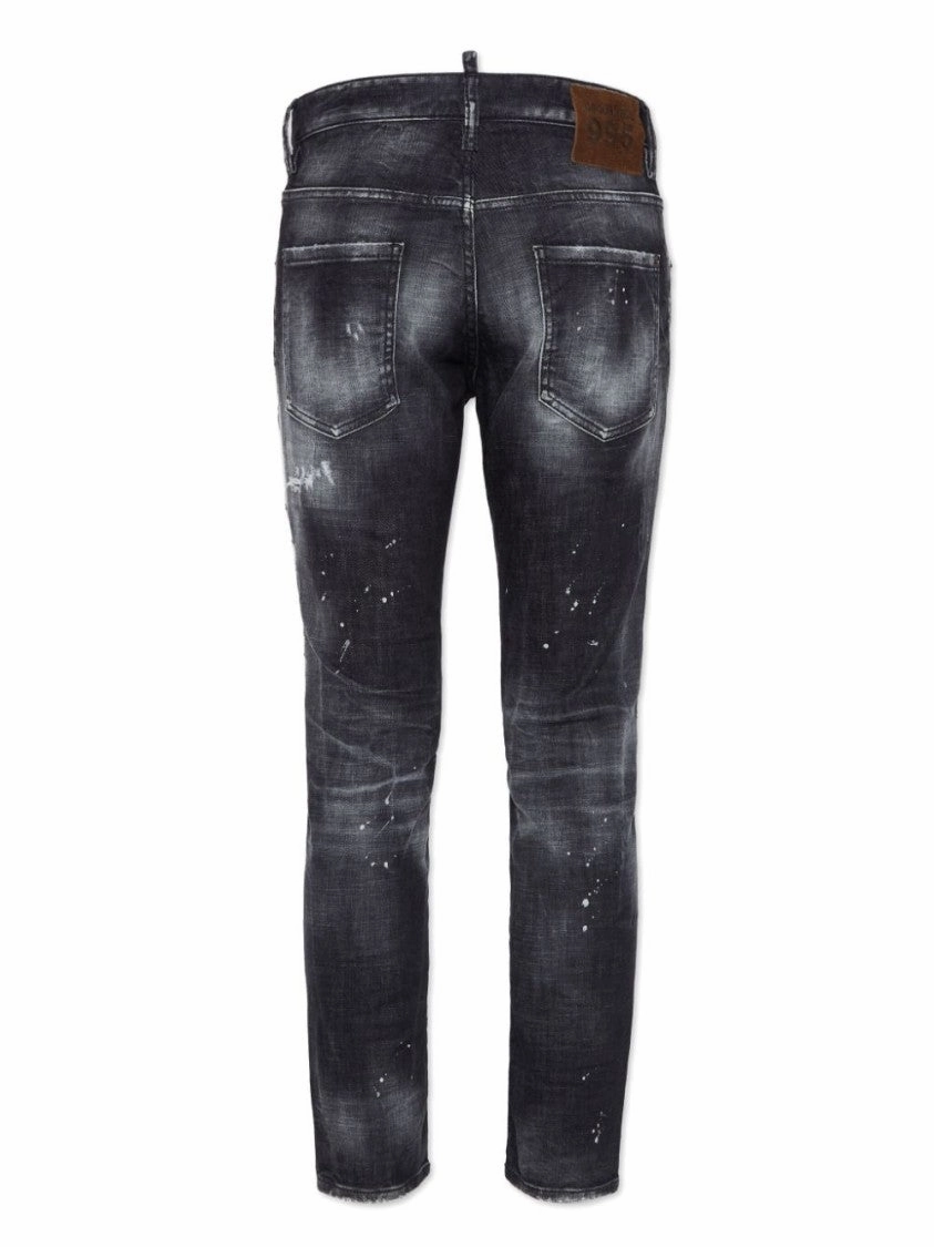 Slim Fit Distressed Black Jeans With Edgy Detailing