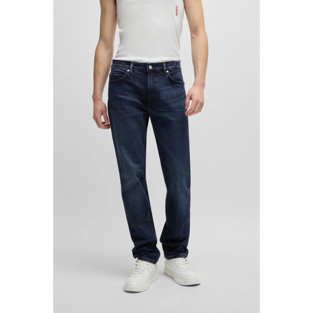 Slim-fit jeans in dark-blue stretch denim