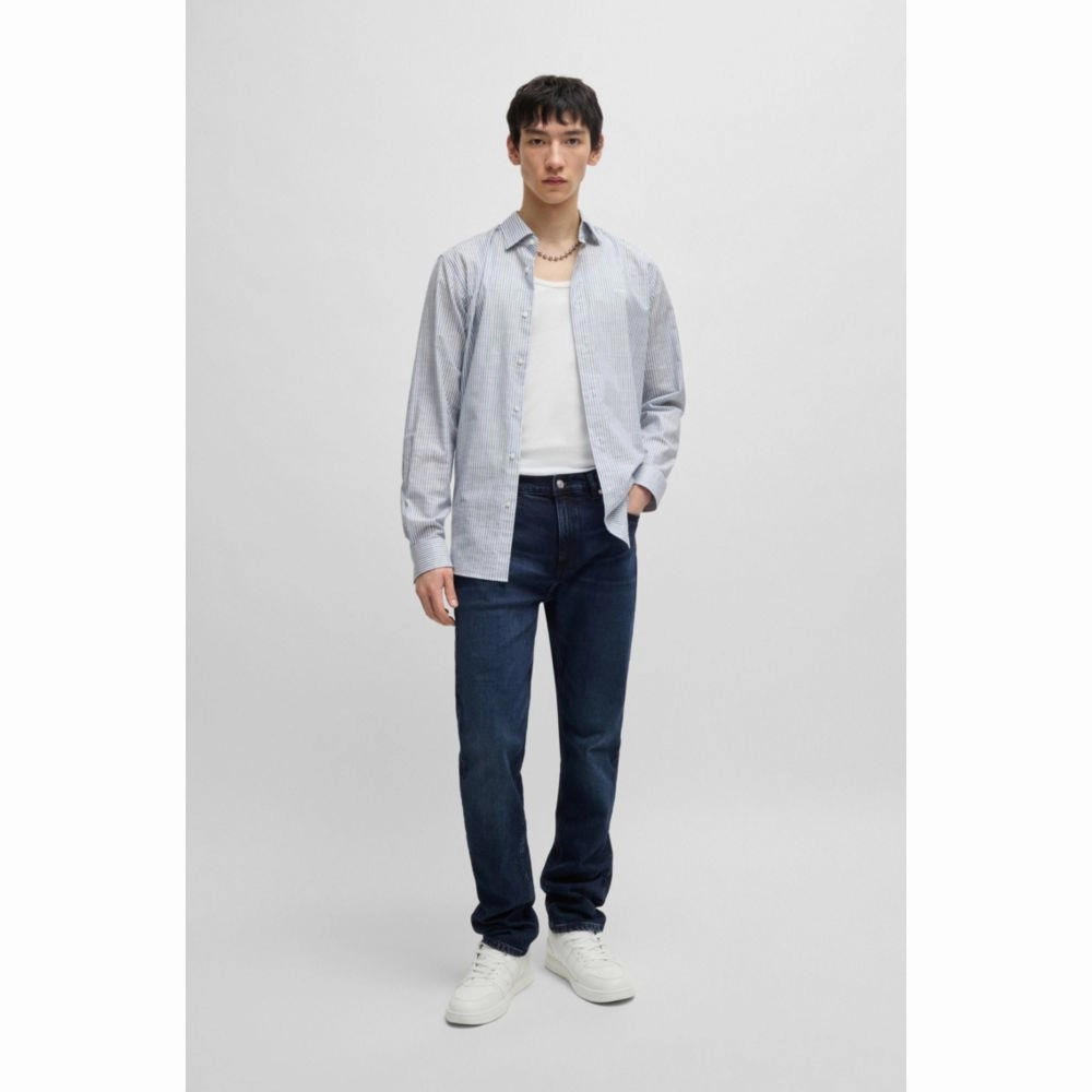 Slim-fit jeans in dark-blue stretch denim