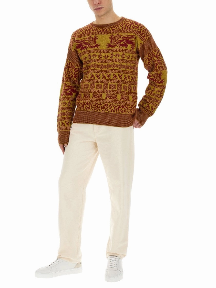 Slim Fit Shirt With Intricate Lion Motifs