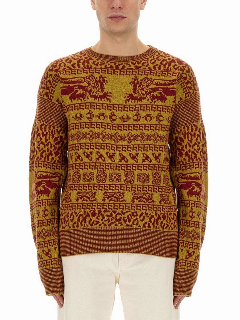 Slim Fit Shirt With Intricate Lion Motifs