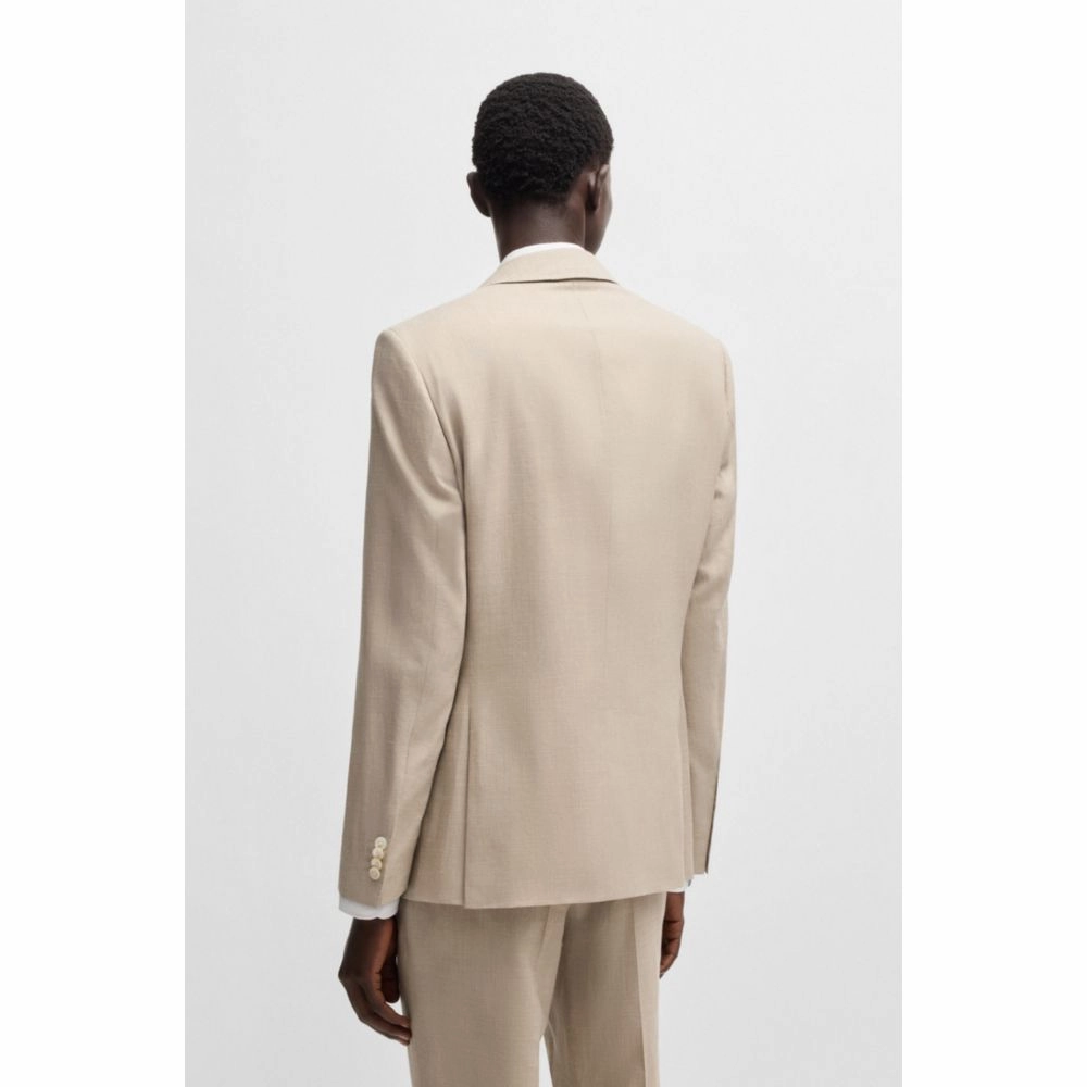 Slim-fit suit in a micro-patterned linen blend