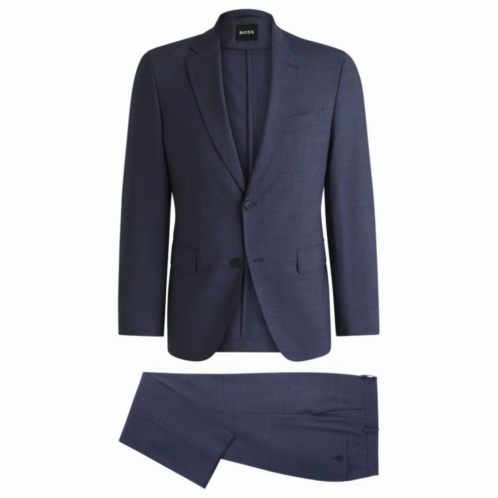 Slim-fit suit in micro-patterned performance-stretch fabric