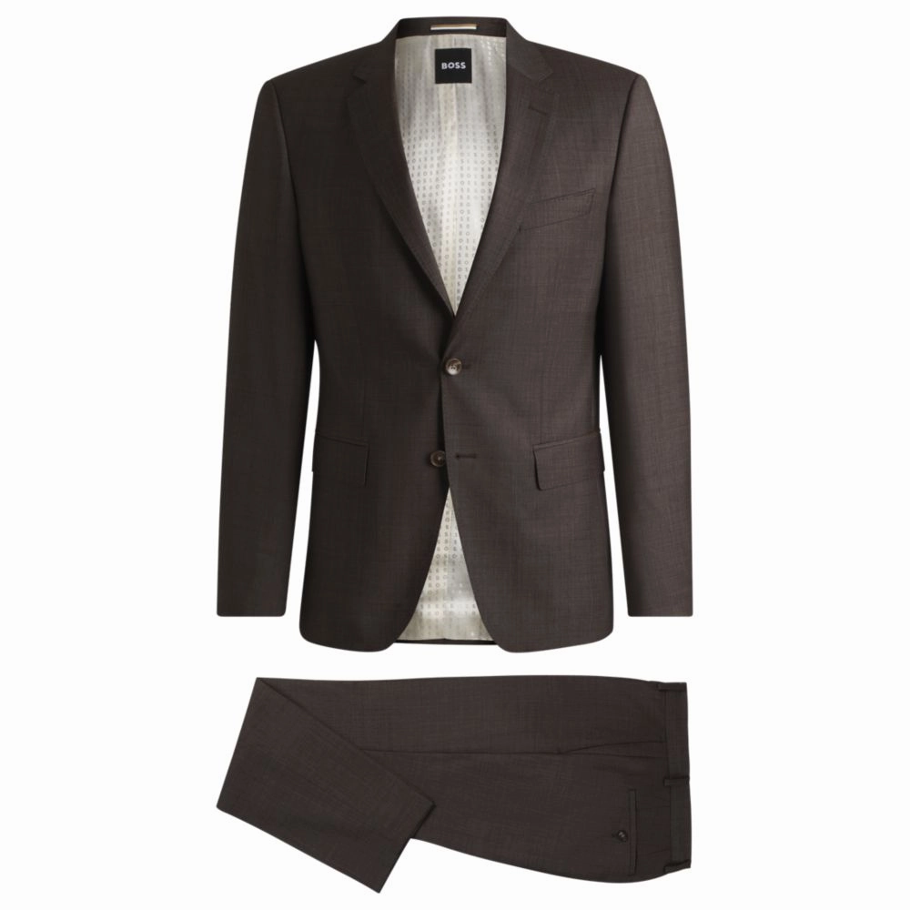 Slim-fit suit in micro-patterned stretch virgin wool