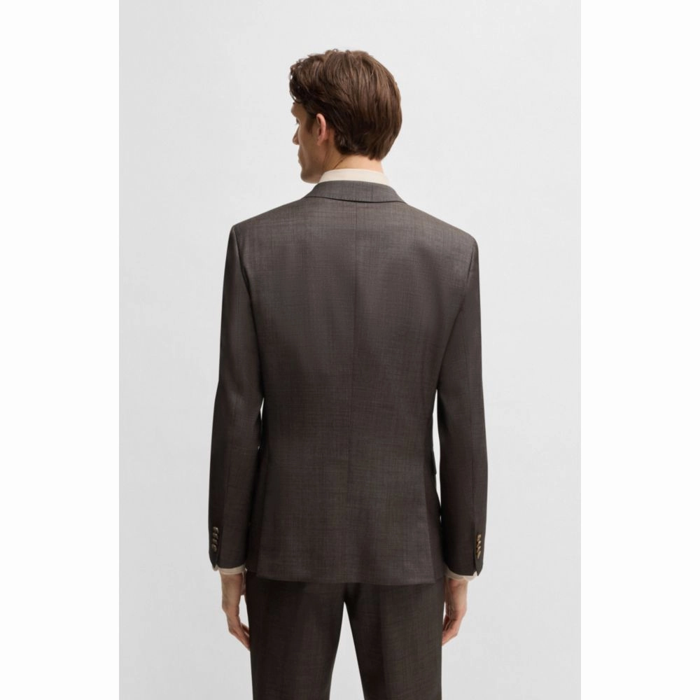 Slim-fit suit in micro-patterned stretch virgin wool