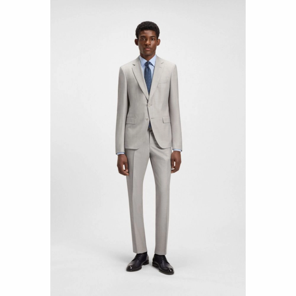 Slim-fit suit in micro-patterned virgin wool