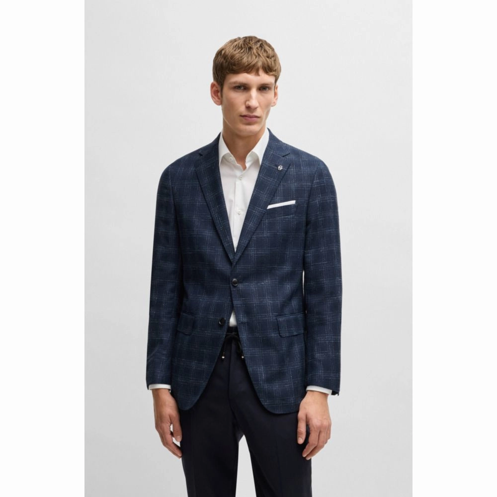 Slim-fit suit jacket in a checked wool blend