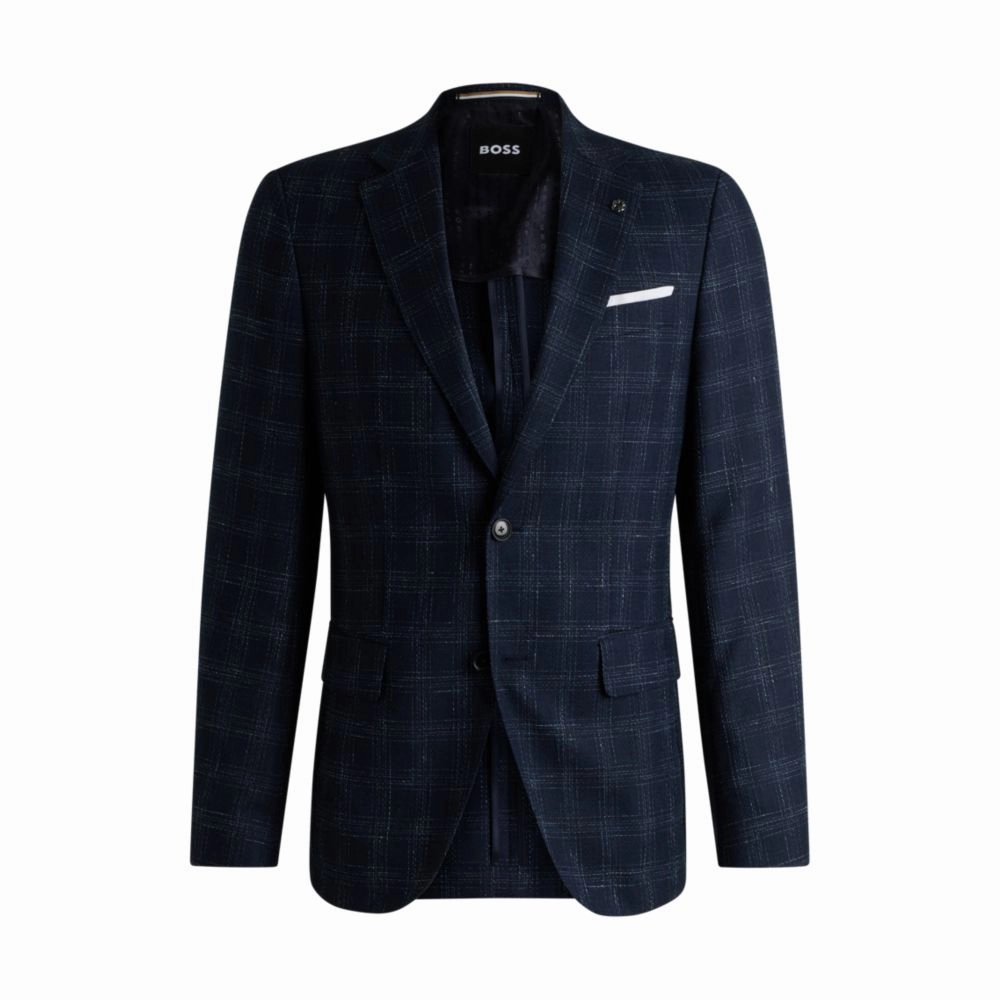 Slim-fit suit jacket in a checked wool blend