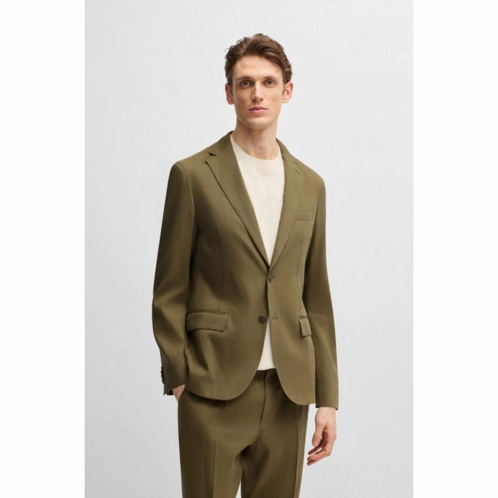 Slim-fit suit jacket in a stretch-linen blend