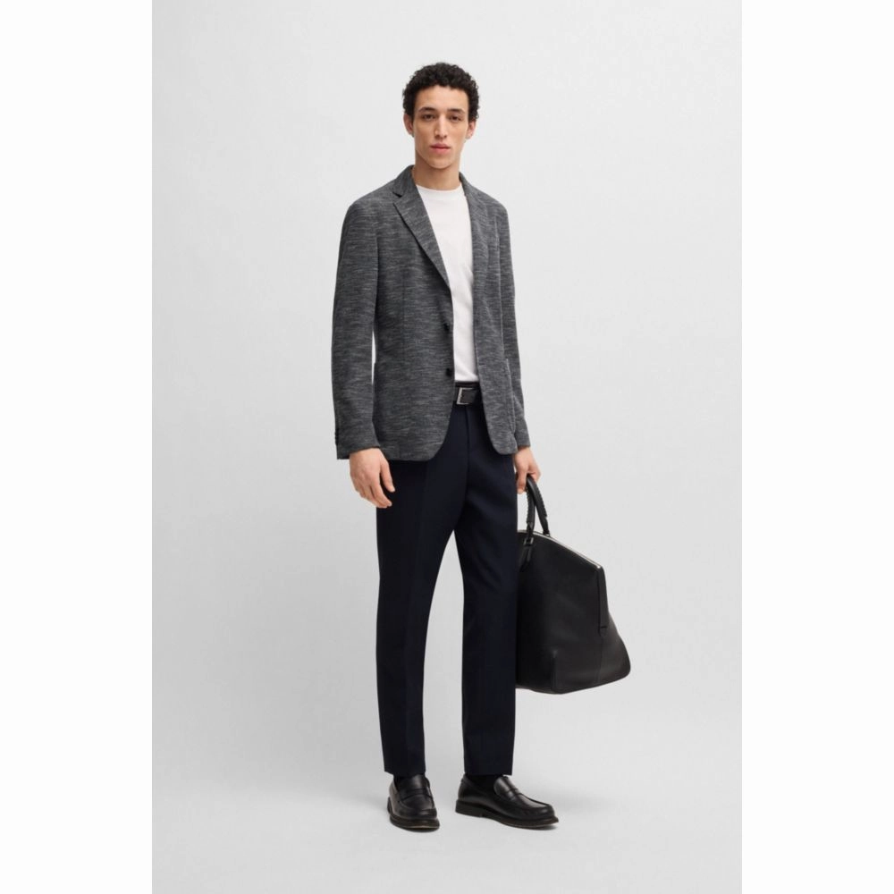 Slim-fit suit jacket in micro-patterned stretch fabric