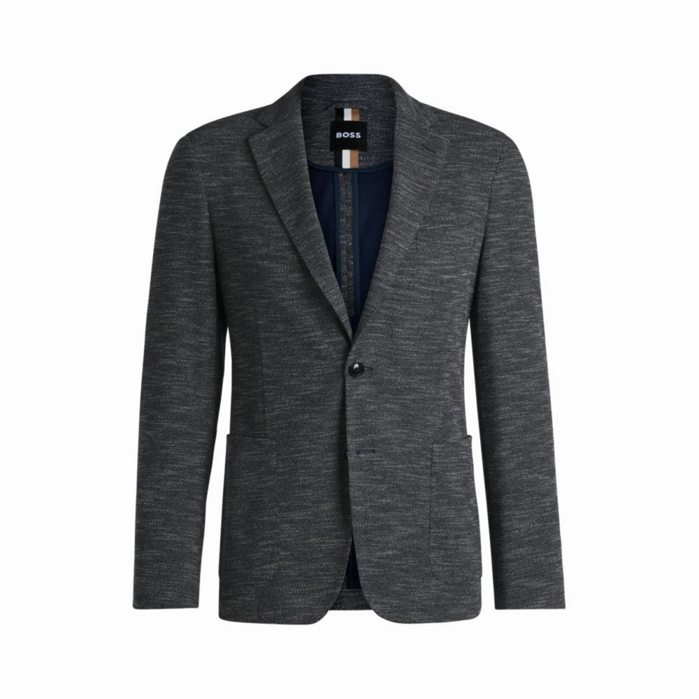 Slim-fit suit jacket in micro-patterned stretch fabric
