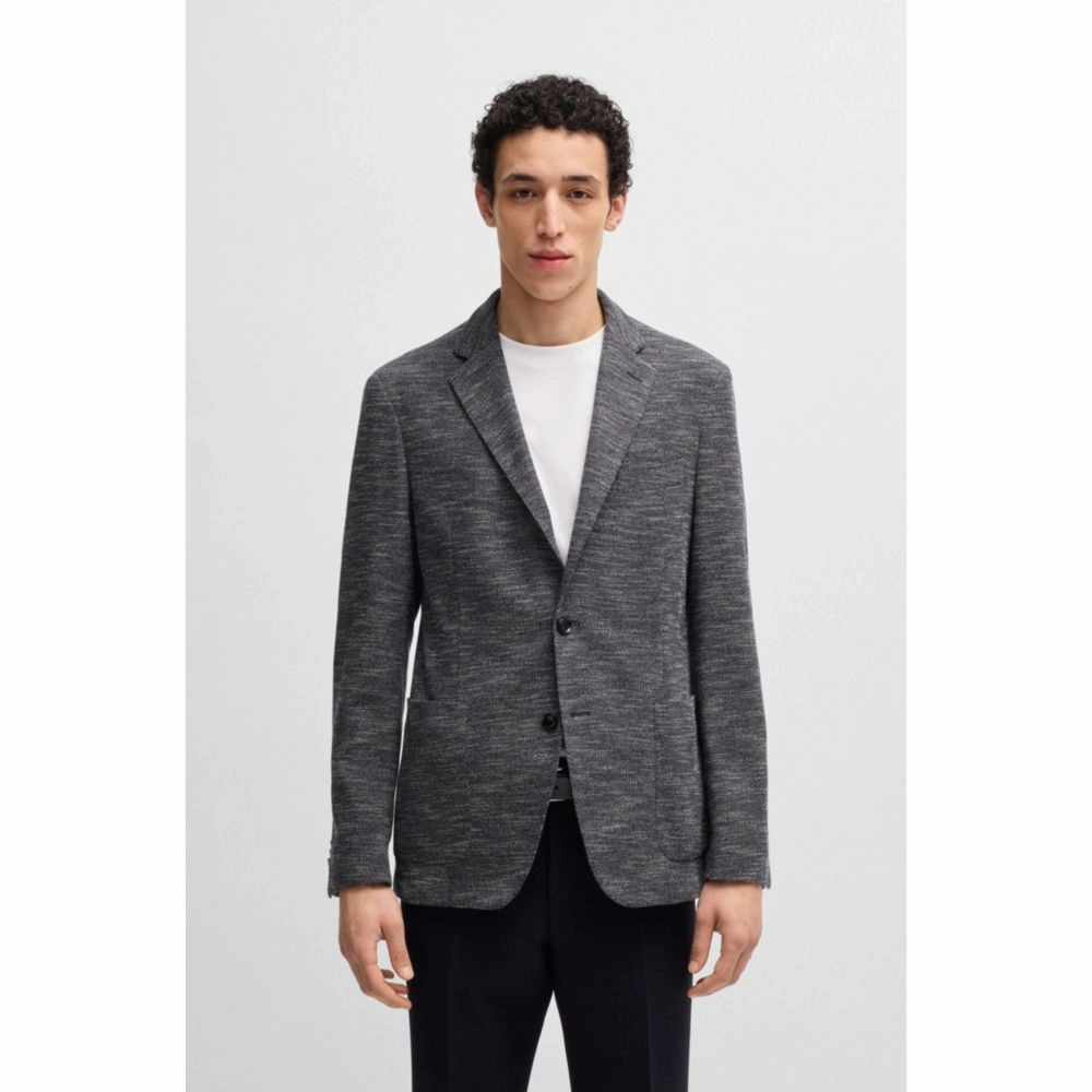 Slim-fit suit jacket in micro-patterned stretch fabric