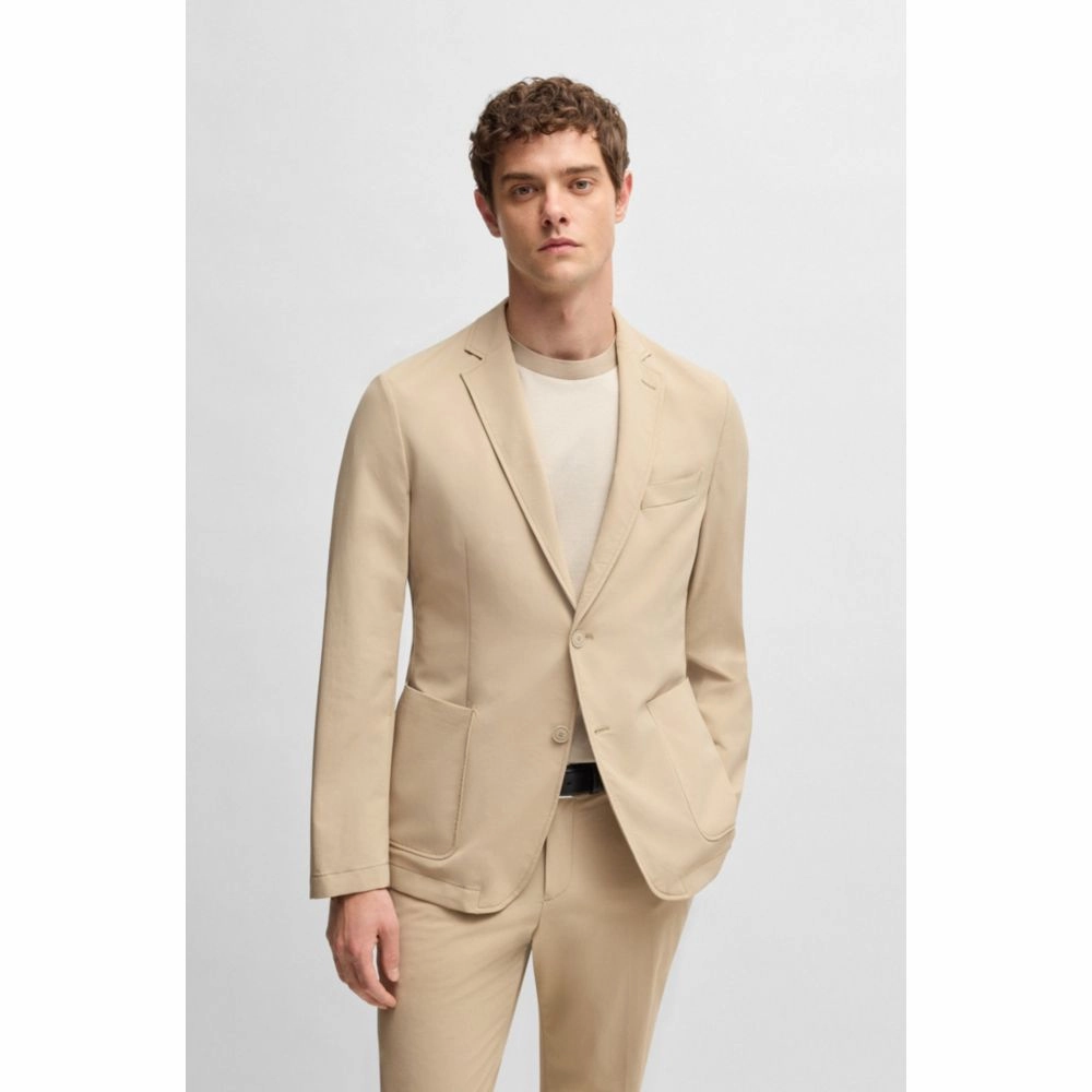 Slim-fit suit jacket in travel-friendly stretch softshell