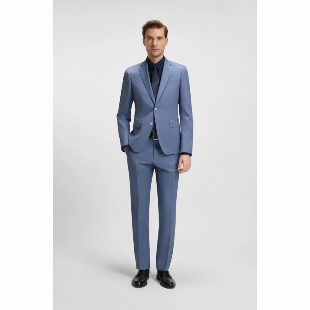 Slim-fit suit jacket in virgin-wool serge