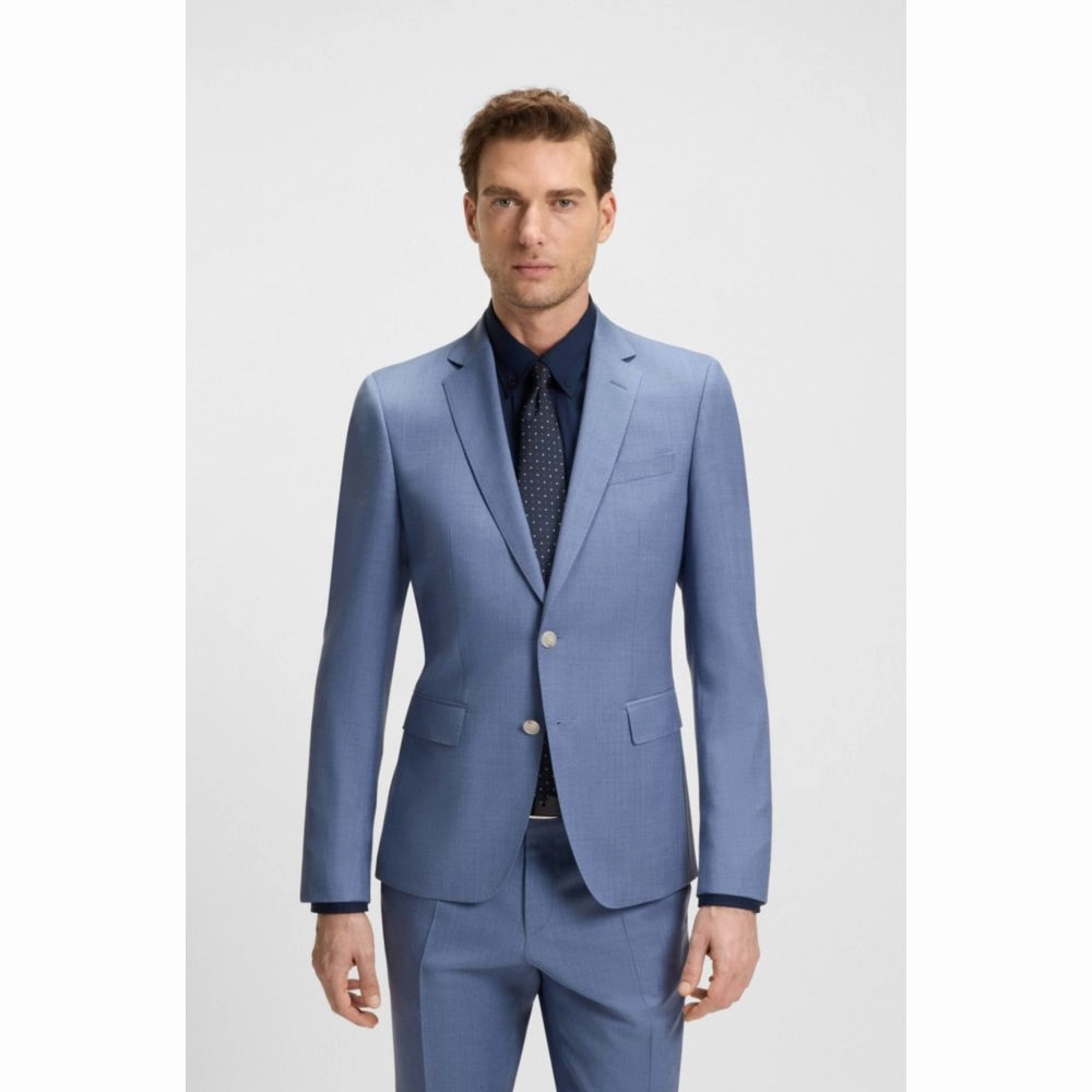 Slim-fit suit jacket in virgin-wool serge