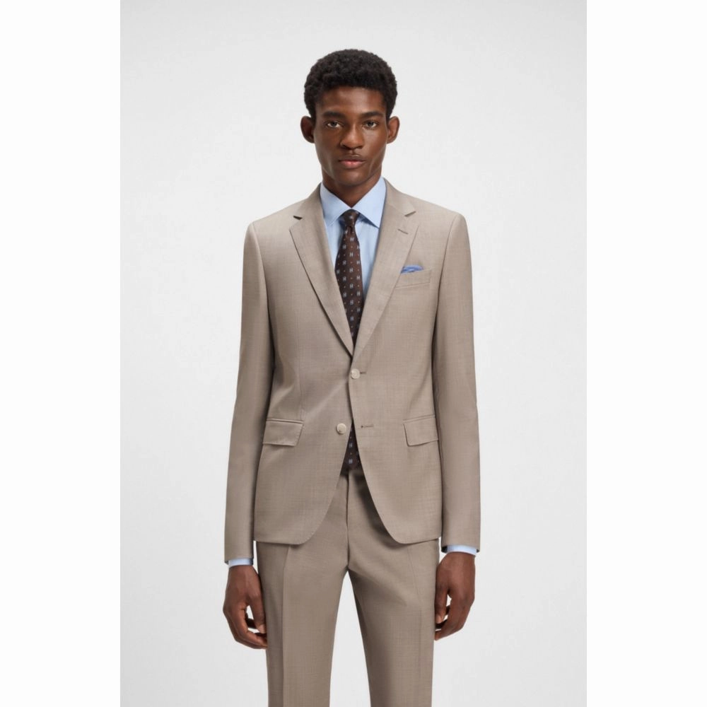 Slim-fit three-piece suit in melange wool