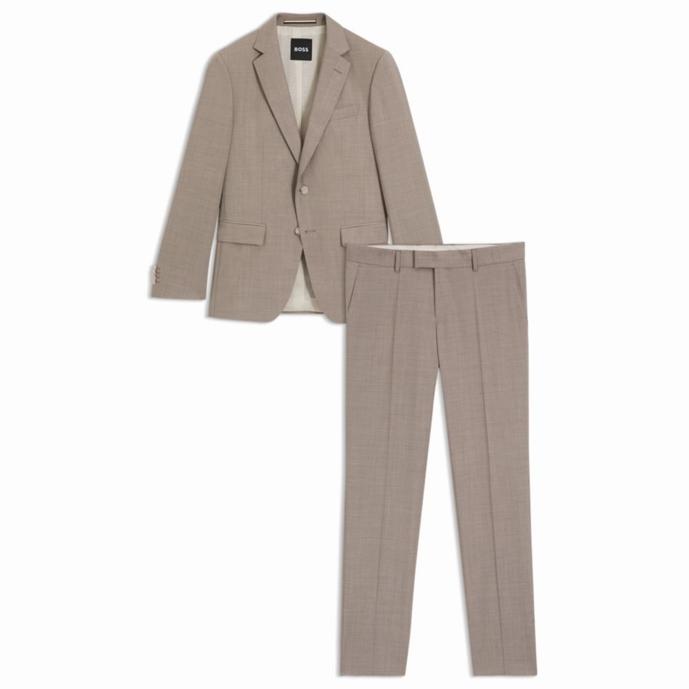 Slim-fit three-piece suit in melange wool