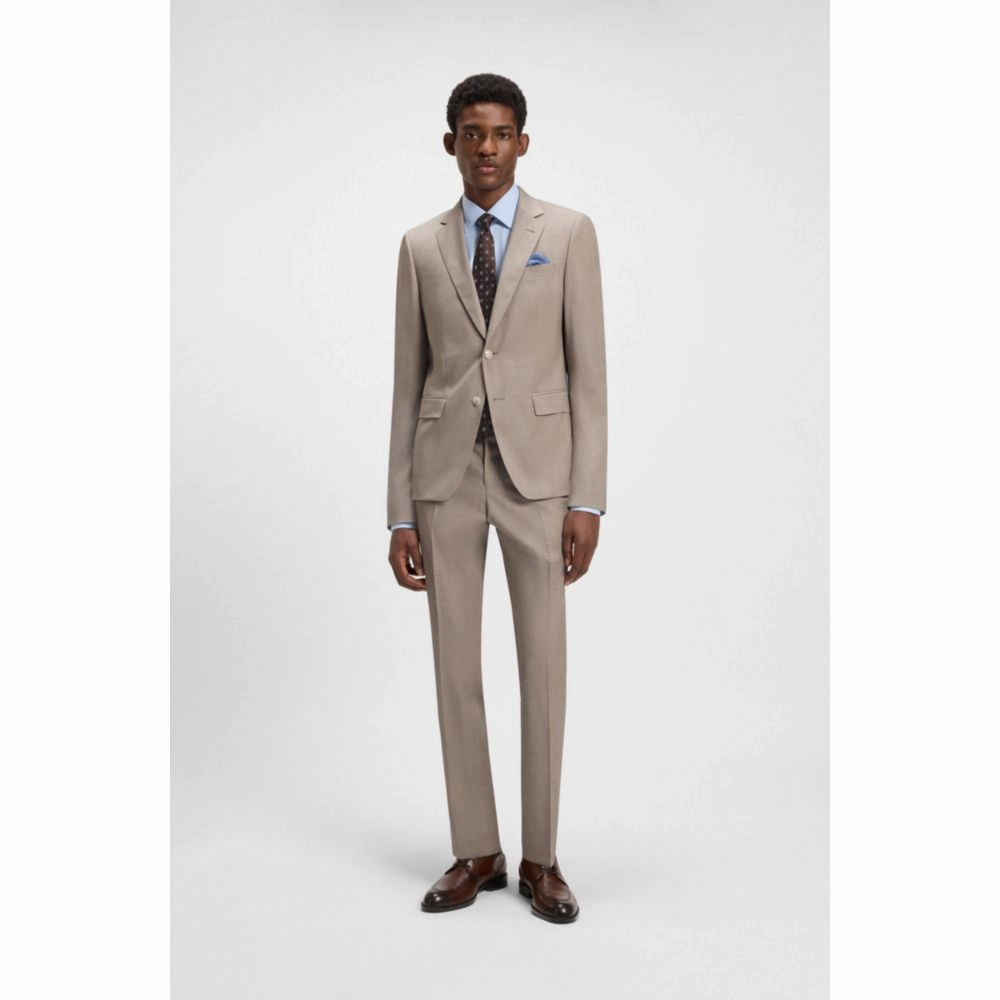 Slim-fit three-piece suit in melange wool