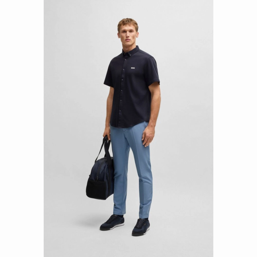 Slim-fit trousers in water-repellent stretch fabric
