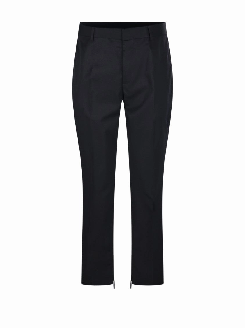 Slim-Fit Wool Pants With Zip Detail