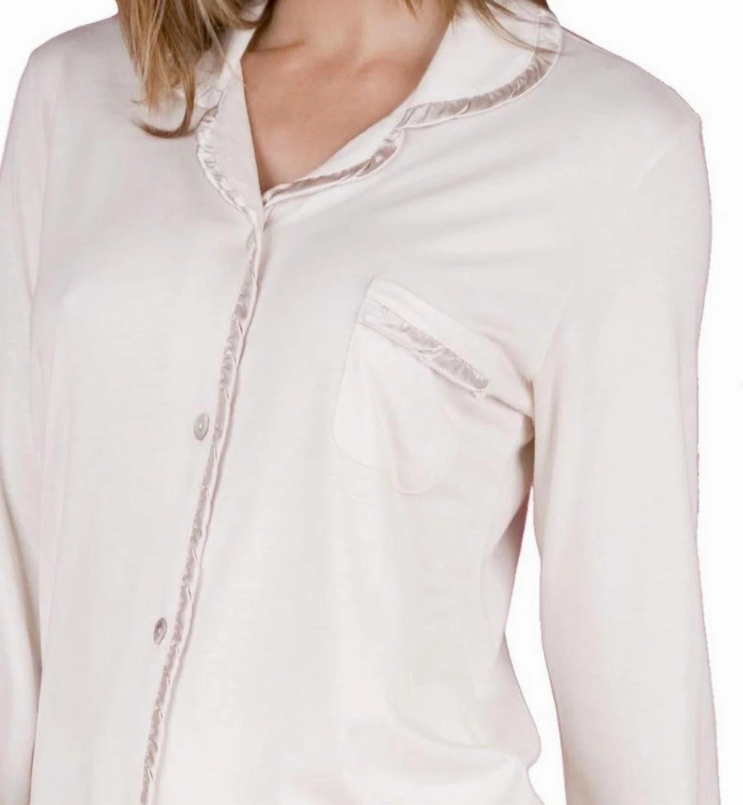 Sophie Basic Long Sleeve Men's Styled Pajama Set In Ivory