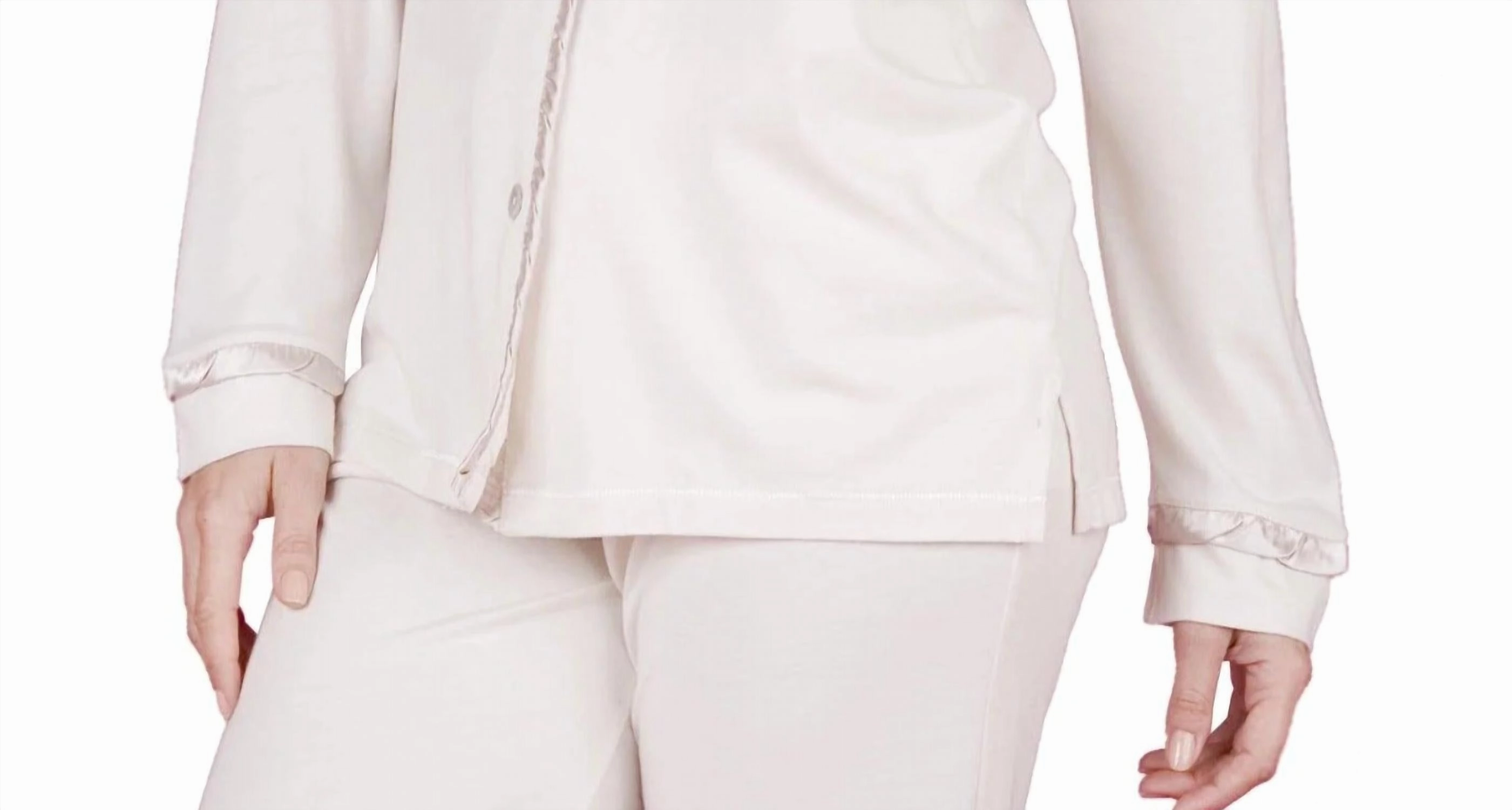 Sophie Basic Long Sleeve Men's Styled Pajama Set In Ivory