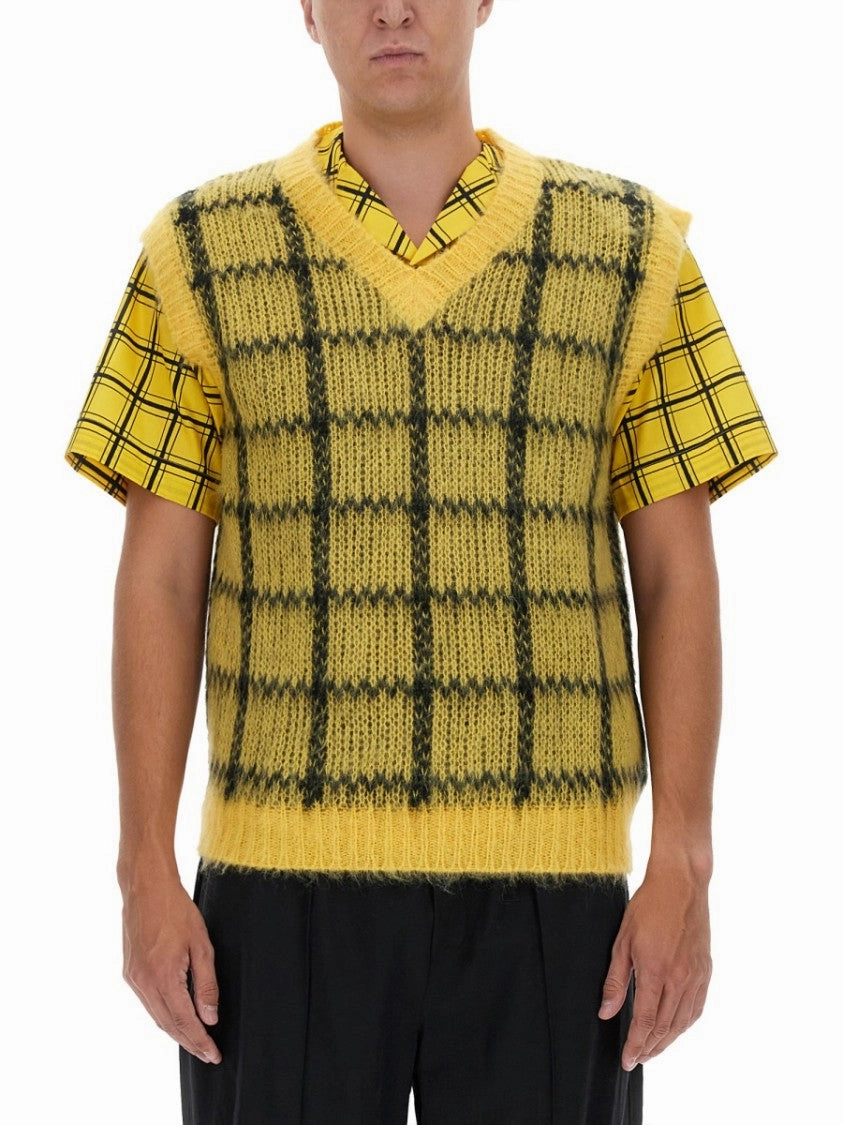 Sophisticated Checkered Knit Vest