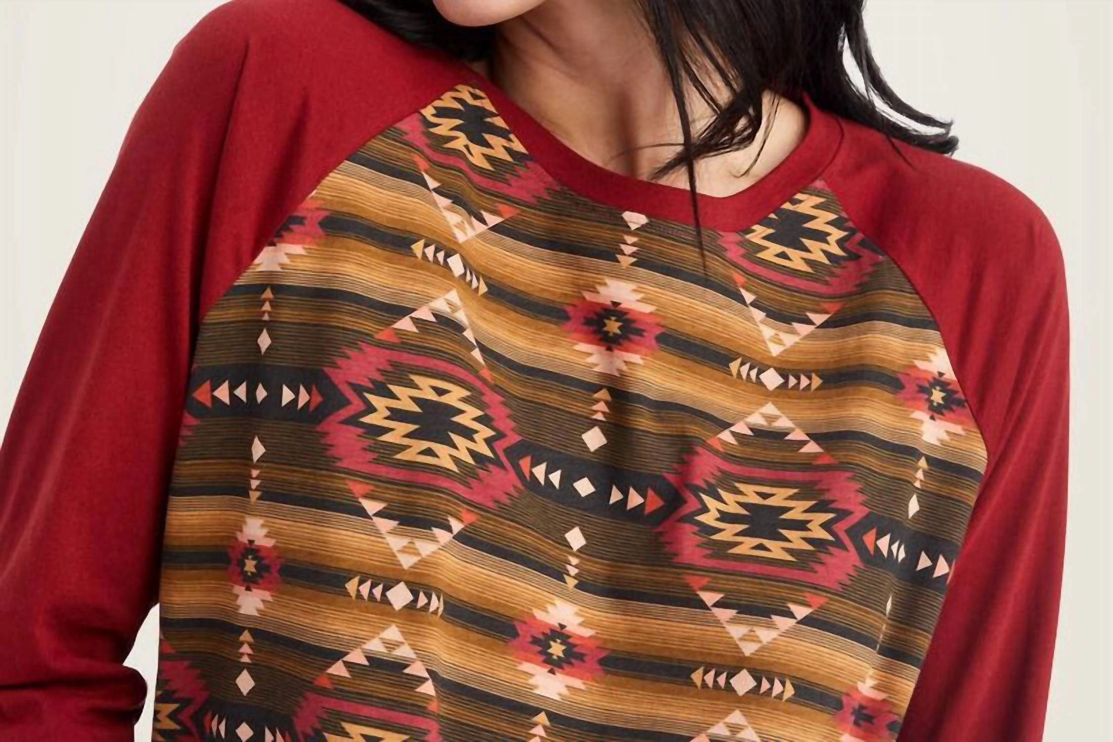 Southwest Print Western Pajama Set In Brown