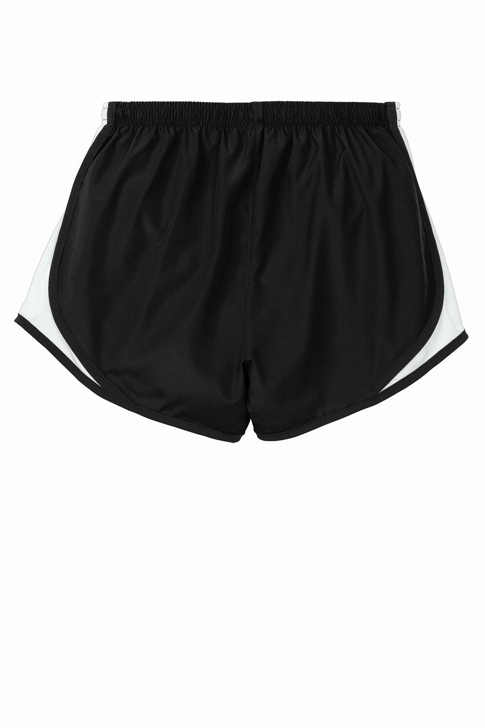 Sport-Tek Womens Cadence Moisture Wicking Shorts - Black/White/Black