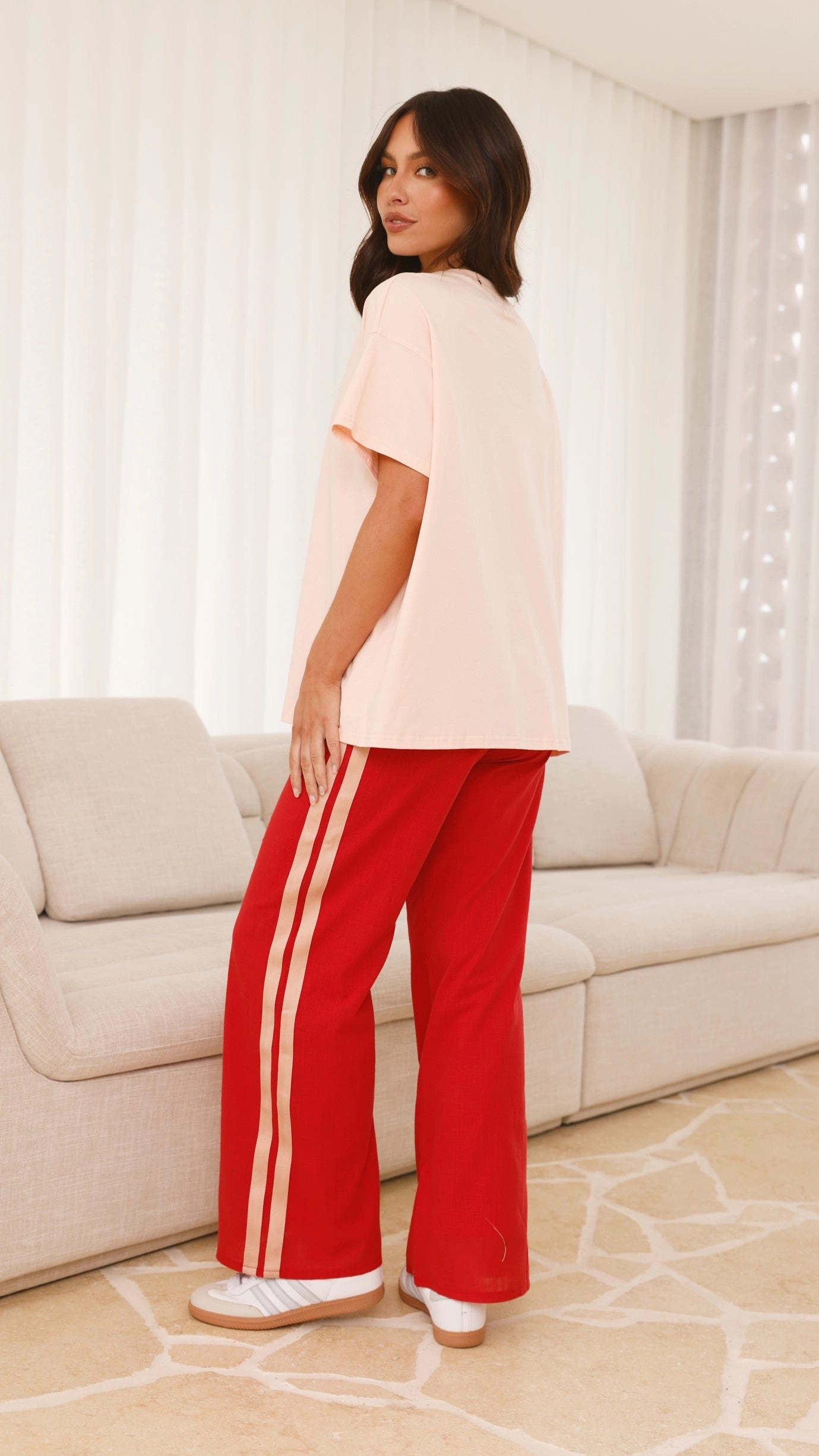 Spritz Top & Pants Set - Peach/Red