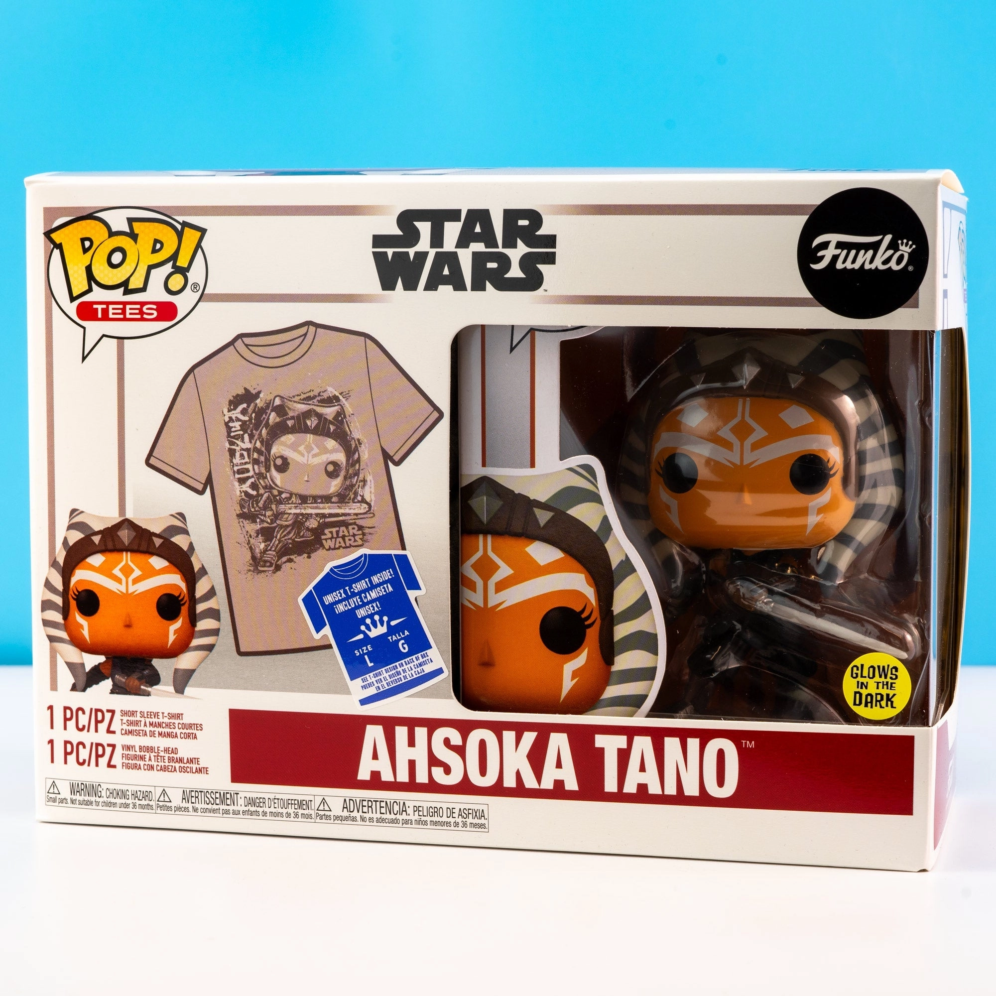 Star Wars Ahsoka Tano Glow in the Dark Pop! Vinyl and Tee Set