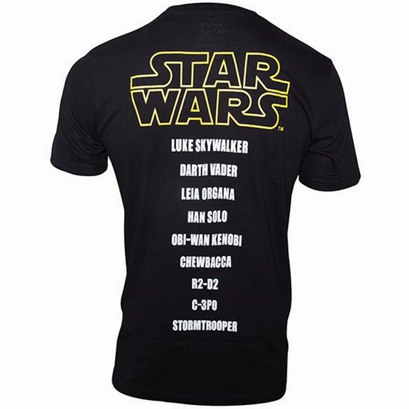 Star Wars Black Logo T-Shirt with Character List