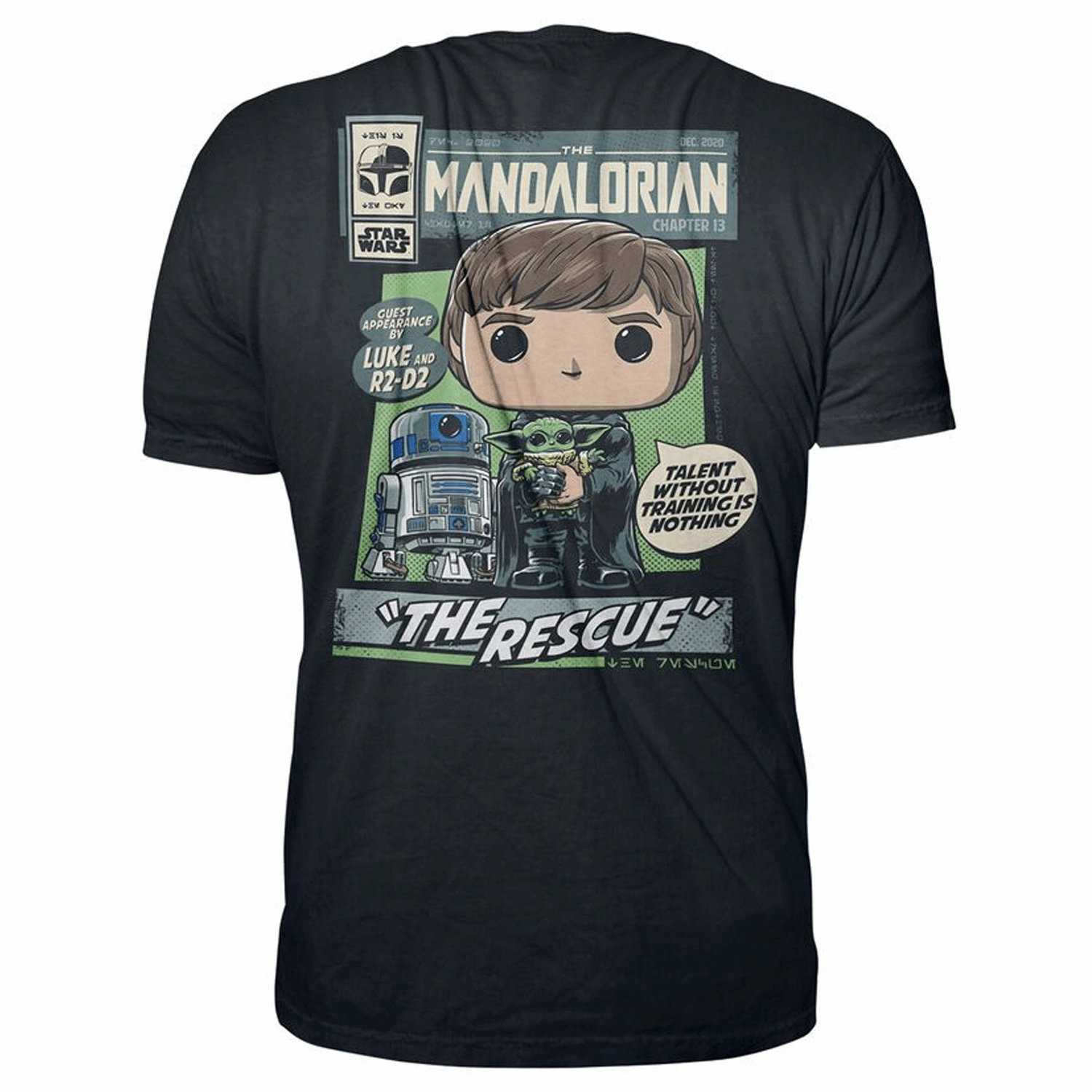 Star Wars The Mandalorian Luke Skywalker with Grogu Pop! Vinyl and Tee Set