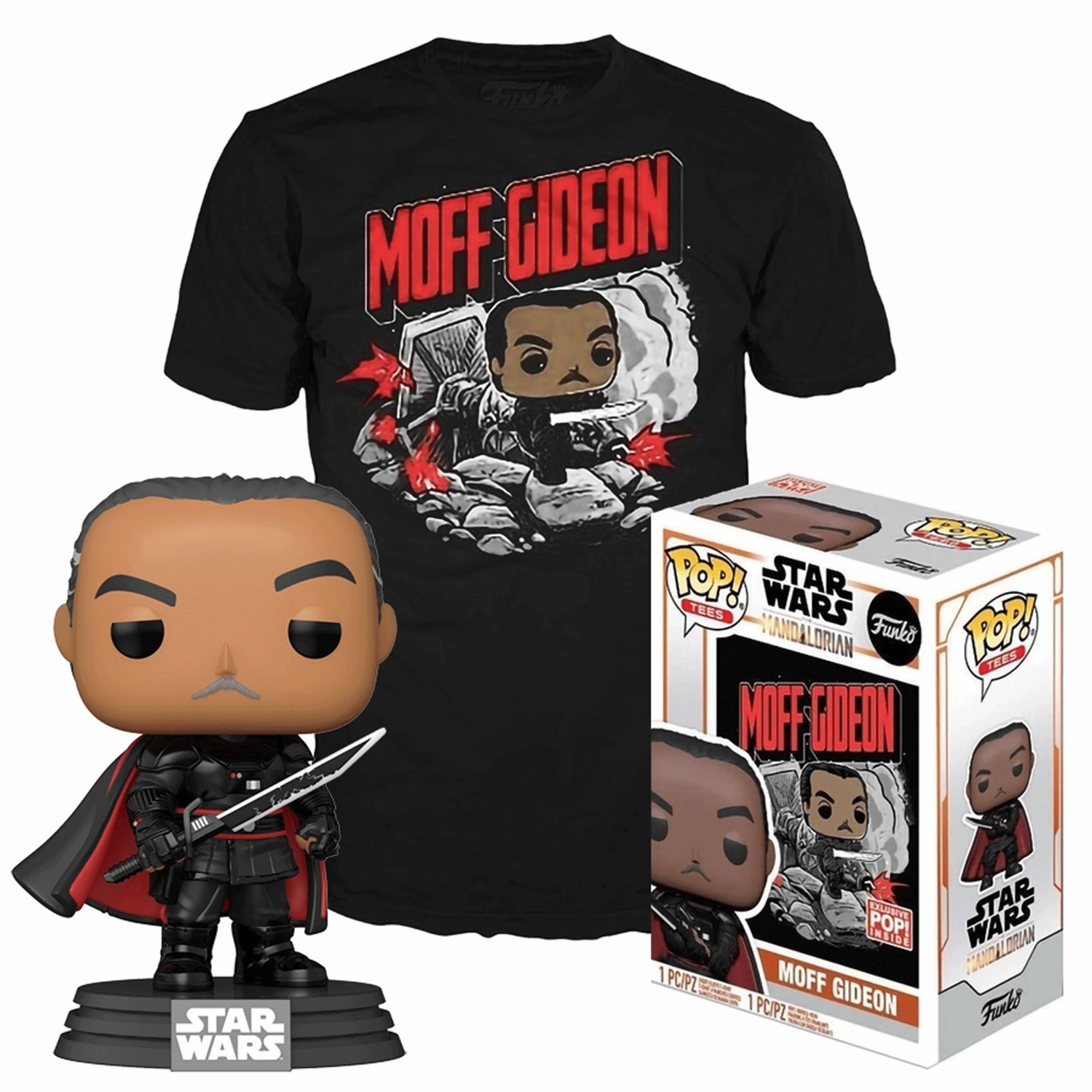 Star Wars The Mandalorian Moff Gideon Pop! Vinyl and Tee Set