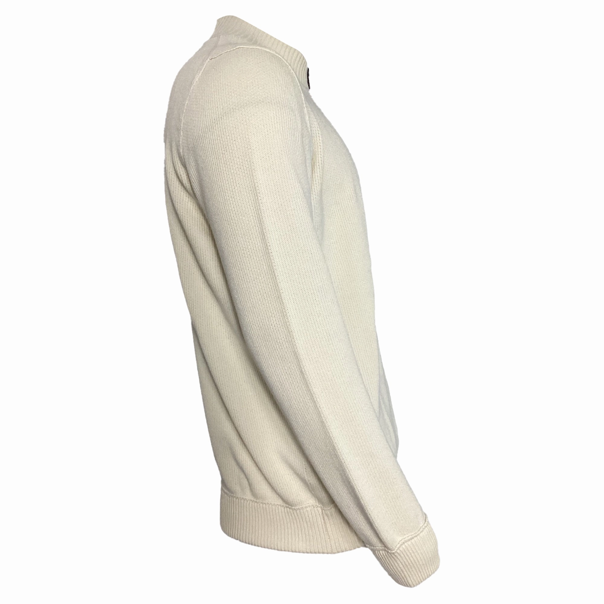 Stone Island Rib Knit Zip Sweater in White Wool