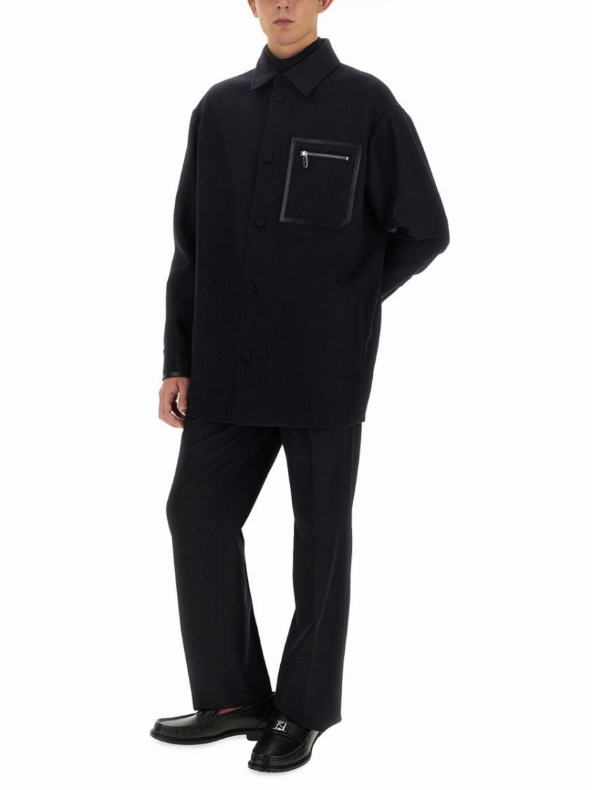 Straight-Fit Black Wool Pants