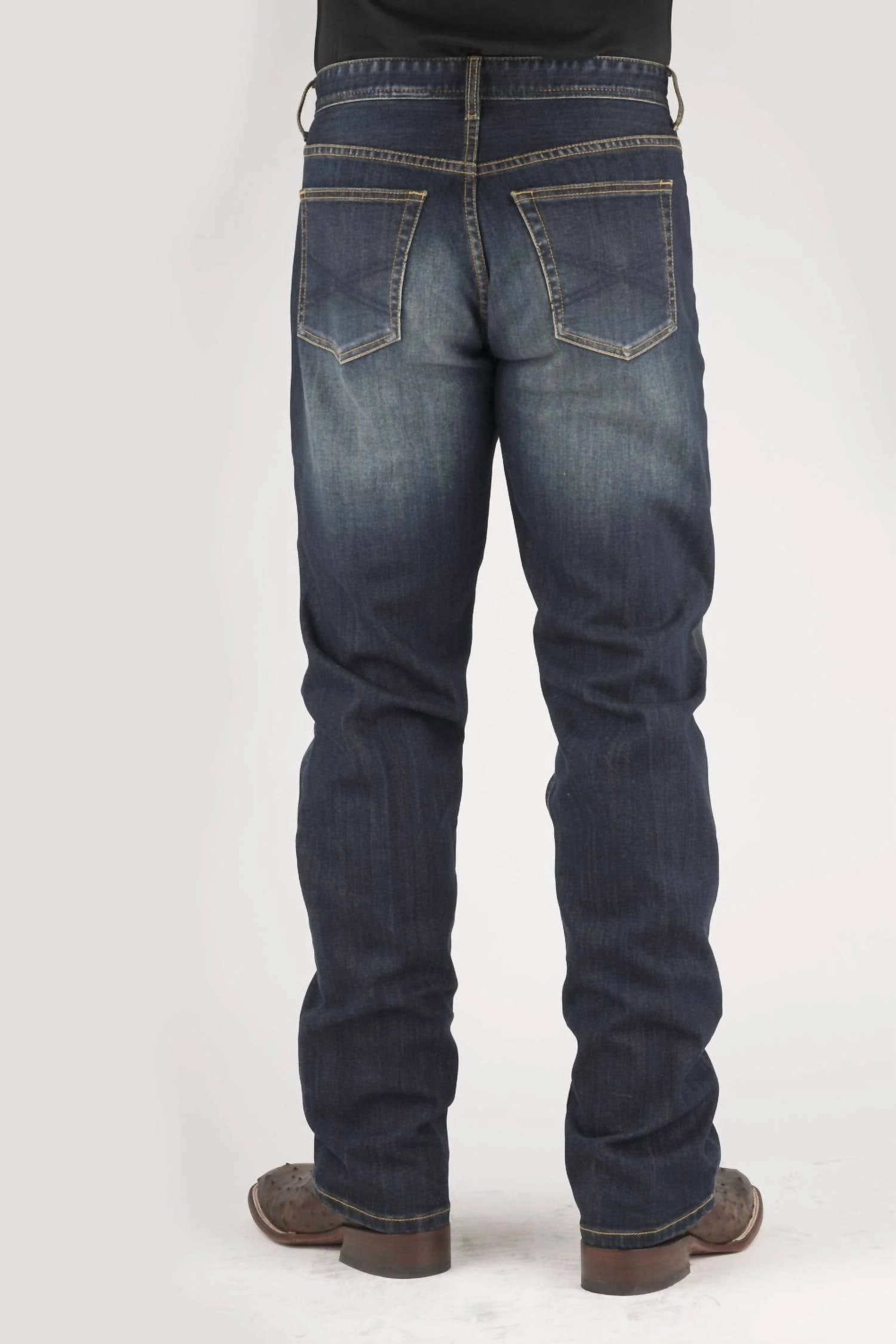 Straight Stretch Low Rise Straight Fit Straight Leg Jeans In Dark Blue
