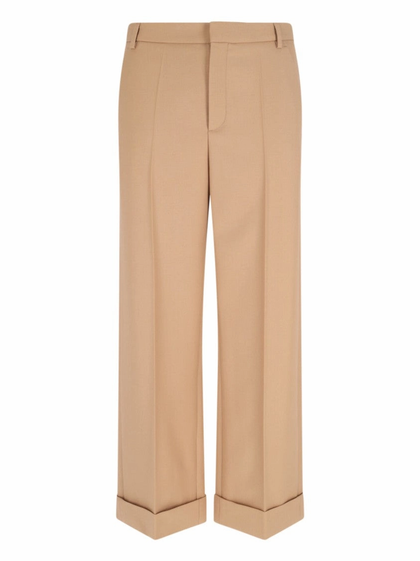 Straight Wool Trousers  Beige