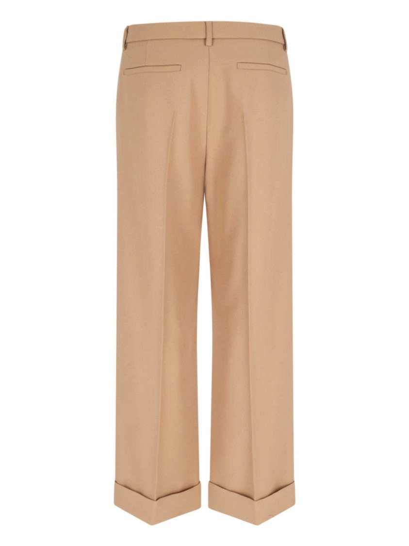 Straight Wool Trousers  Beige