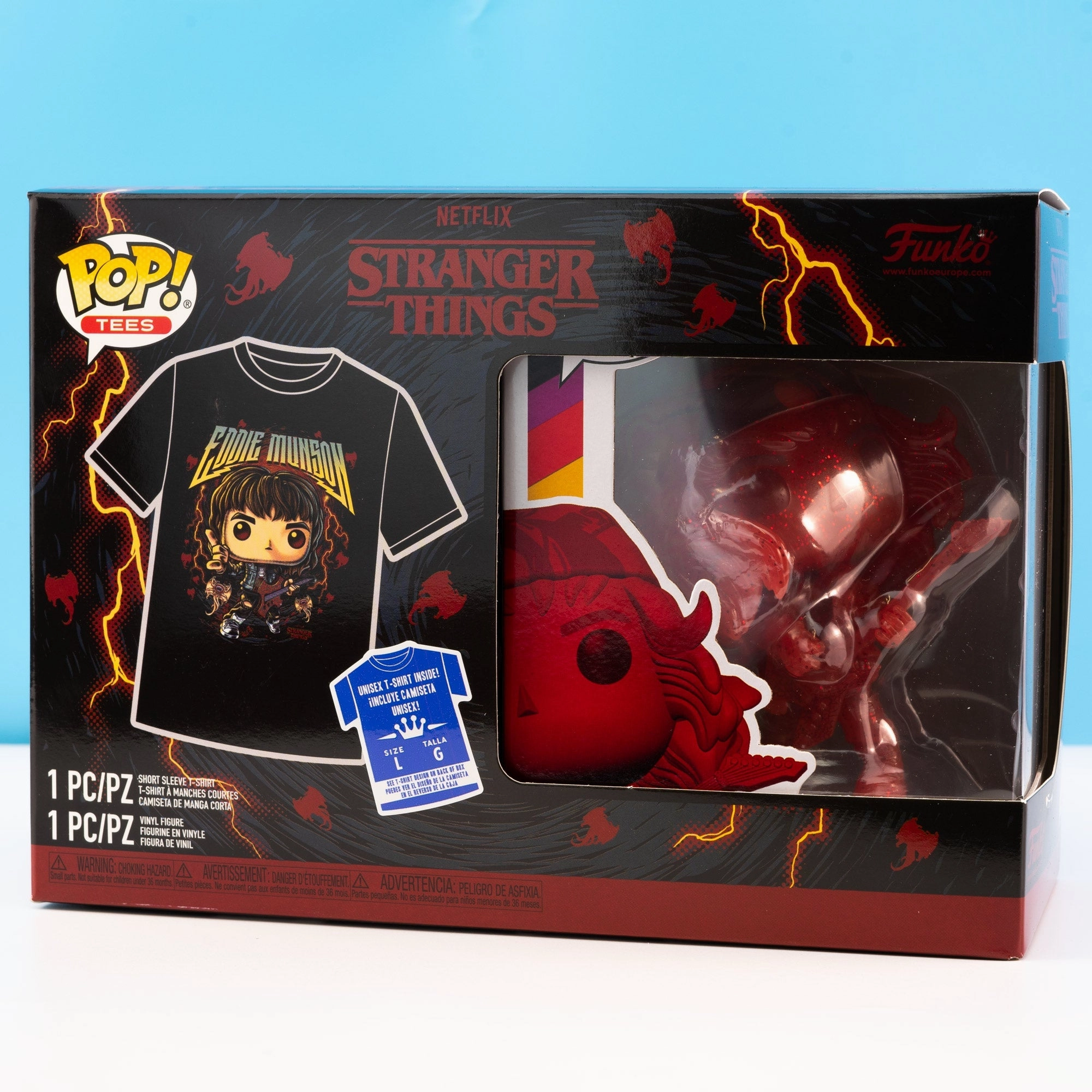 Stranger Things Hunter Eddie with Guitar Pop! Vinyl and Tee Set