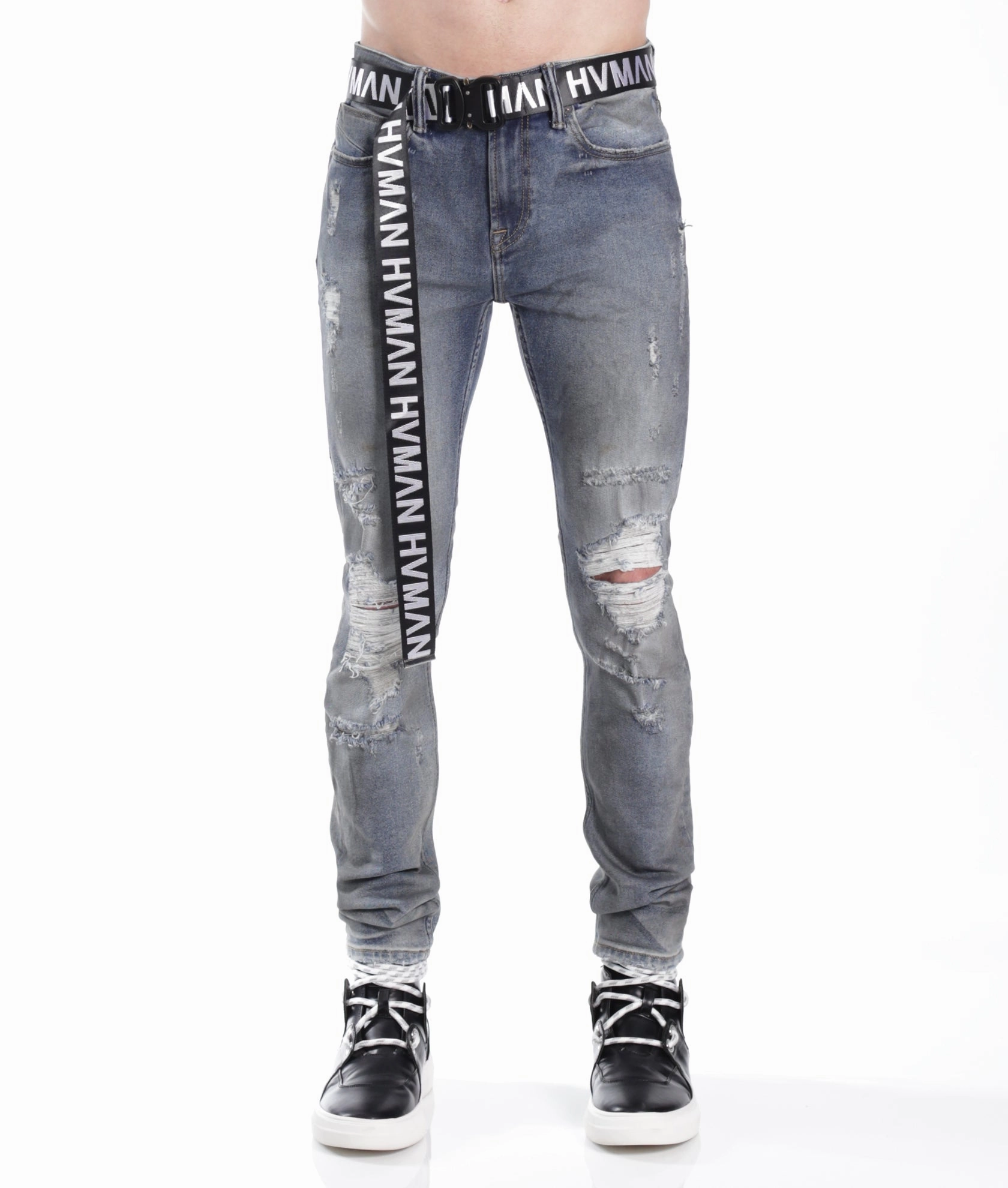 Strat Super Skinny Fit Jean W/Black Belt In Alloy