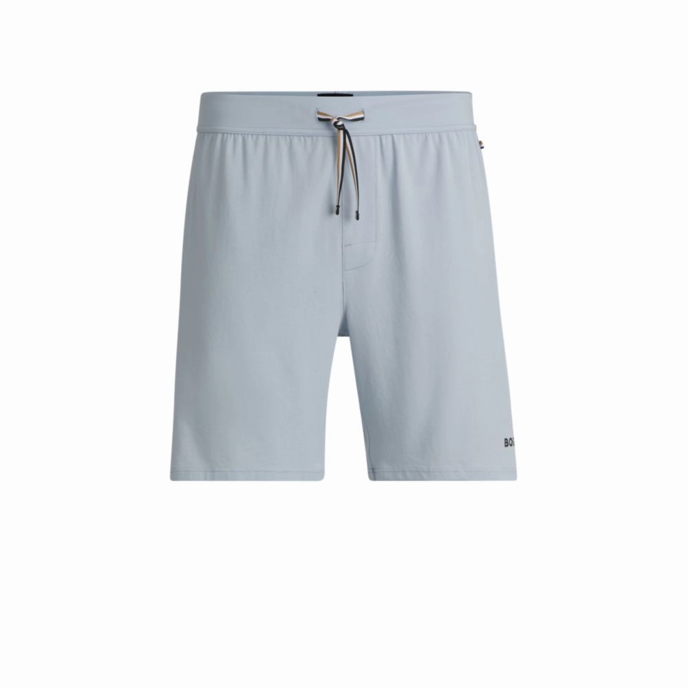 Stretch-cotton pajama shorts with logo print