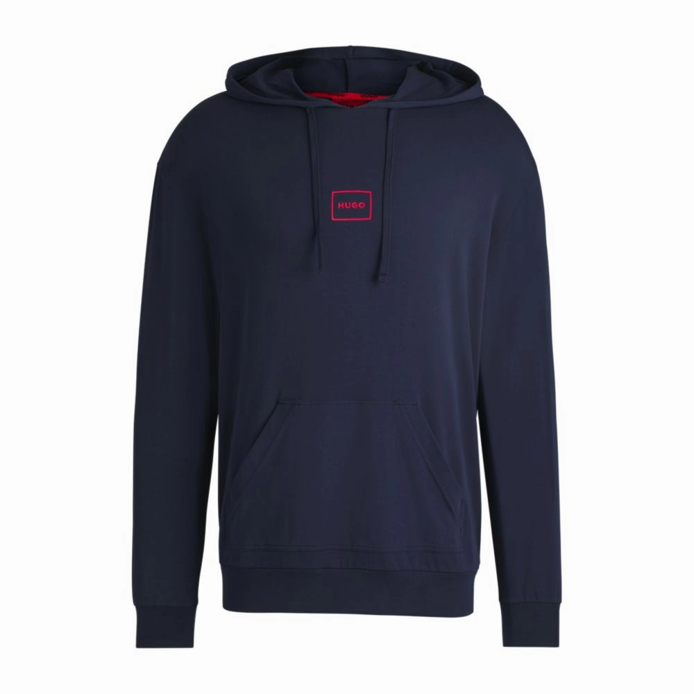 Stretch-cotton relaxed-fit hoodie with logo print