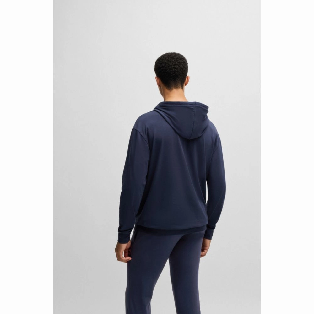 Stretch-cotton relaxed-fit hoodie with logo print
